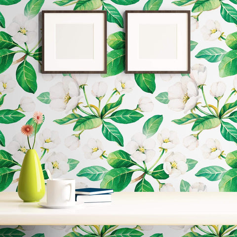 White and Yellow Textured Floral Removable Wallpaper 9286| Walls By Me