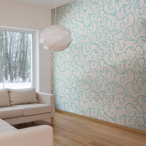 White and Green Botanical Floral Removable Wallpaper 5736| Walls By Me
