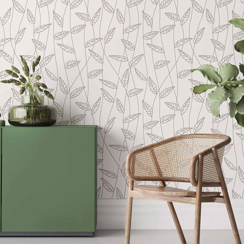 Black and White Leaves Peel and Stick Removable Wallpaper