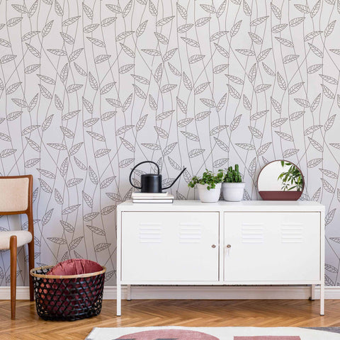 Black and White Leaves Peel and Stick Removable Wallpaper