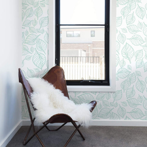 Green and White Floral Floral Peel and Stick Removable Wallpaper
