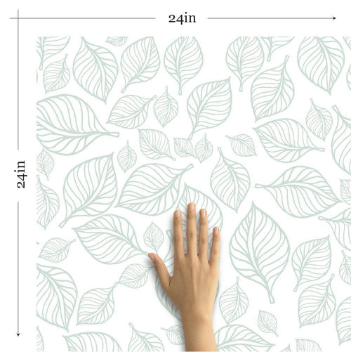 Green and White Floral Floral Peel and Stick Removable Wallpaper