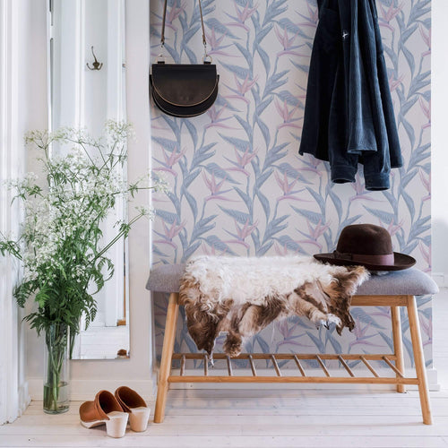 Pink and Blue Floral Peel and Stick Removable Wallpaper