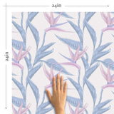 Pink and Blue Floral Peel and Stick Removable Wallpaper