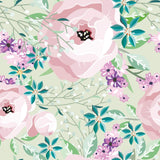 Purple and Emerale Motif Floral Removable Wallpaper 2866| Walls By Me