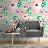 Purple and Emerale Motif Floral Removable Wallpaper 2866| Walls By Me