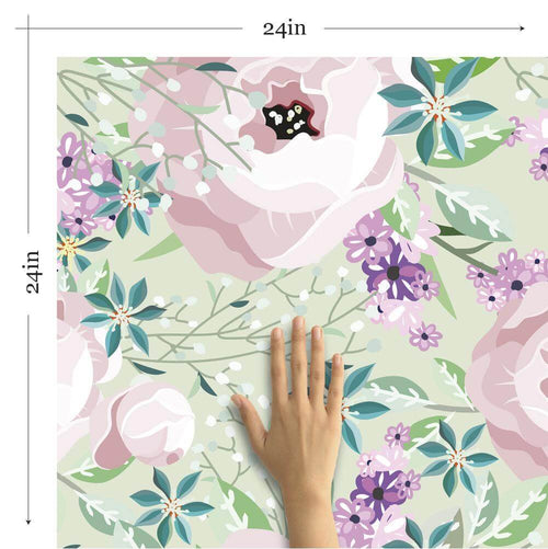 Purple and Emerale Motif Floral Removable Wallpaper 2866| Walls By Me