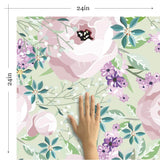 Purple and Emerale Motif Floral Removable Wallpaper 2866| Walls By Me