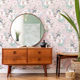 Pink Flowers Peel and Stick Removable Wallpaper