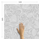 Gray Botanical Floral Peel and Stick Removable Wallpaper