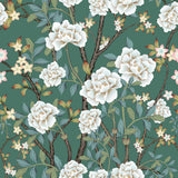 Green Flowers Peel and Stick Removable Wallpaper