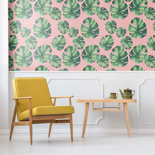 Pink Botanical Floral Peel and Stick Removable Wallpaper