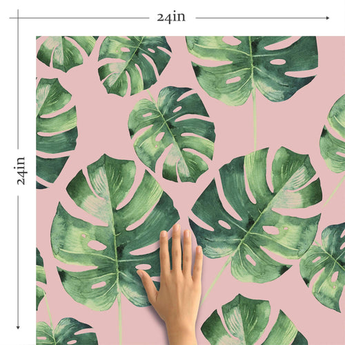 Pink Botanical Floral Peel and Stick Removable Wallpaper