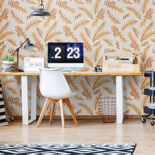 Mustard Botanical Floral Removable Wallpaper 8101 | Walls By Me