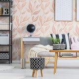 Coral Botanical Floral Peel and Stick Removable Wallpaper