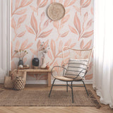 Coral Botanical Floral Peel and Stick Removable Wallpaper