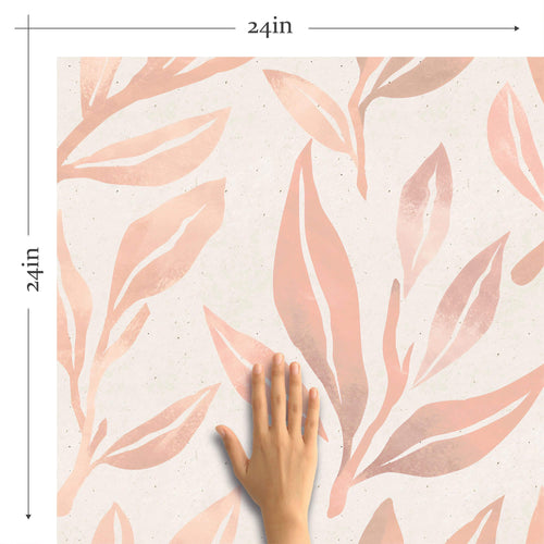 Coral Botanical Floral Peel and Stick Removable Wallpaper