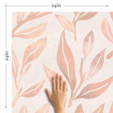 Coral Botanical Floral Peel and Stick Removable Wallpaper