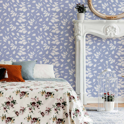 Blue Leaves Peel and Stick Removable Wallpaper