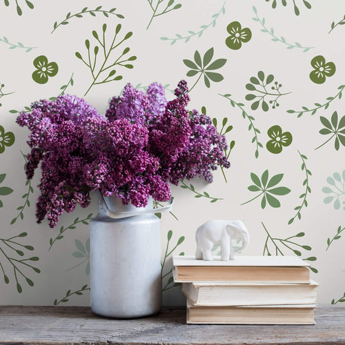 Green Botanical Floral Removable Wallpaper 4920 | Walls By Me