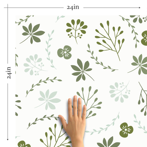 Green Botanical Floral Removable Wallpaper 4920 | Walls By Me