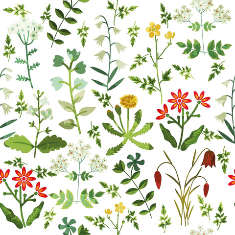 White Botanical Floral Peel and Stick Removable Wallpaper