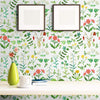 White Botanical Floral Peel and Stick Removable Wallpaper