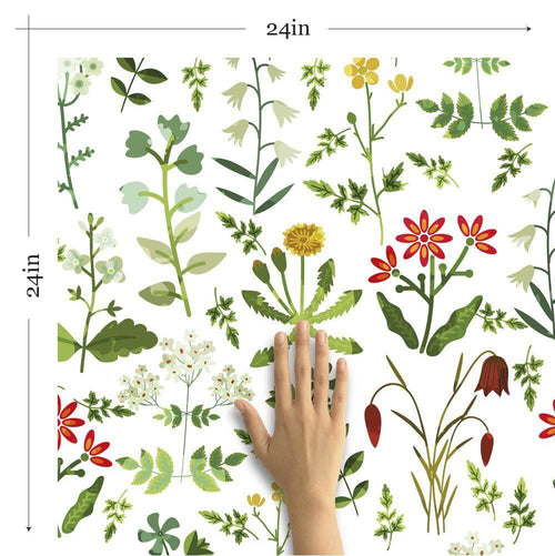 White Botanical Floral Peel and Stick Removable Wallpaper
