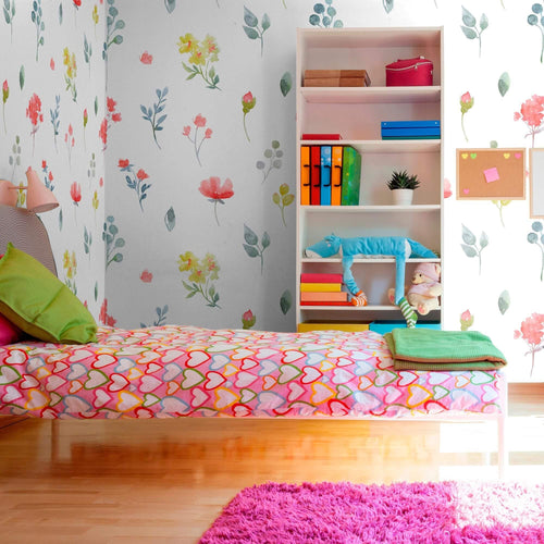 White Floral Floral Removable Wallpaper 8438| Walls By Me