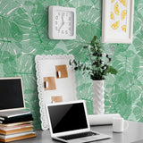 White and Green Botanical Floral Removable Wallpaper 9929| Walls By Me