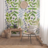 Green and purple Botanical Floral Peel and Stick Removable Wallpaper