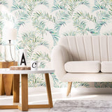 Green Botanical Floral Peel and Stick Removable Wallpaper