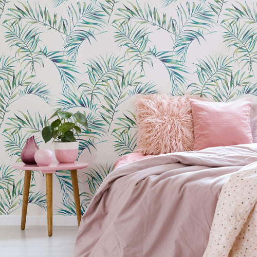 Green Botanical Floral Peel and Stick Removable Wallpaper