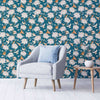 Blue Flowers Peel and Stick Removable Wallpaper