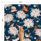 Blue Flowers Peel and Stick Removable Wallpaper