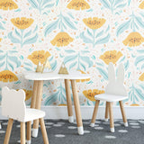 Yellow Botanical Floral Peel and Stick Removable Wallpaper