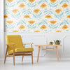 Yellow Botanical Floral Peel and Stick Removable Wallpaper