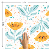 Yellow Botanical Floral Peel and Stick Removable Wallpaper