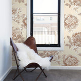 Brown and Beige Floral Floral Removable Wallpaper 4035| Walls By Me