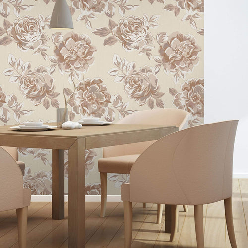 Brown and Beige Floral Floral Removable Wallpaper 4035| Walls By Me