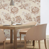 Brown and Beige Floral Floral Removable Wallpaper 4035| Walls By Me