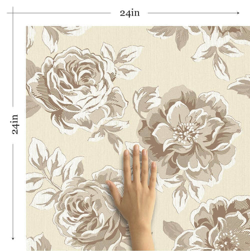 Brown and Beige Floral Floral Removable Wallpaper 4035| Walls By Me