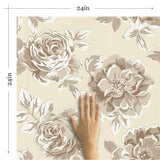 Brown and Beige Floral Floral Removable Wallpaper 4035| Walls By Me