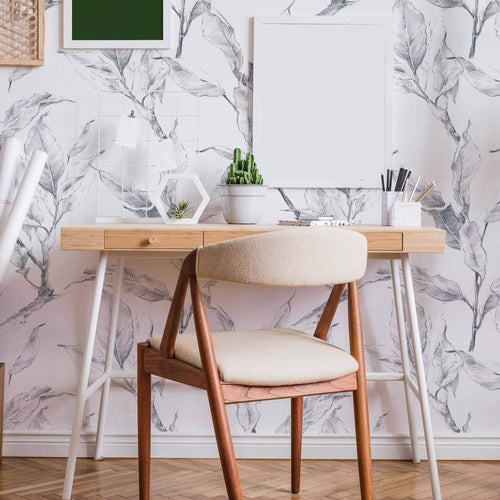 Grey Floral Peel and Stick Removable Wallpaper