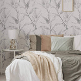 Grey Floral Peel and Stick Removable Wallpaper