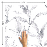 Grey Floral Peel and Stick Removable Wallpaper