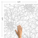 Black and White Flowers Peel and Stick Removable Wallpaper for home