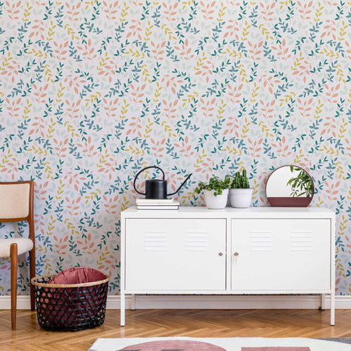 A simple solution for monotonous spaces, this vibrant floral wallpaper is brimming with feel-good vibes!