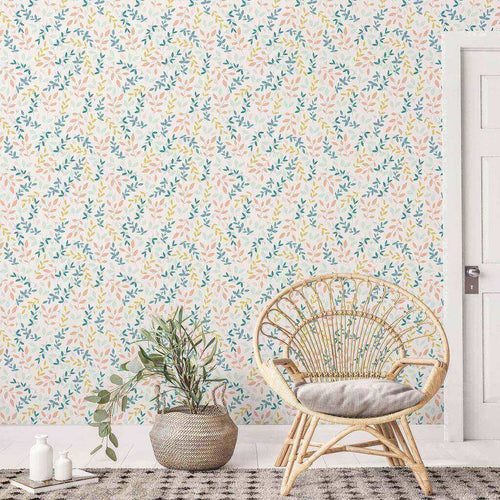 A simple solution for monotonous spaces, this vibrant floral wallpaper is brimming with feel-good vibes!