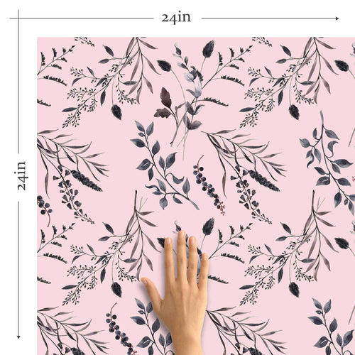 Pink Leaves Peel and Stick Removable Wallpaper